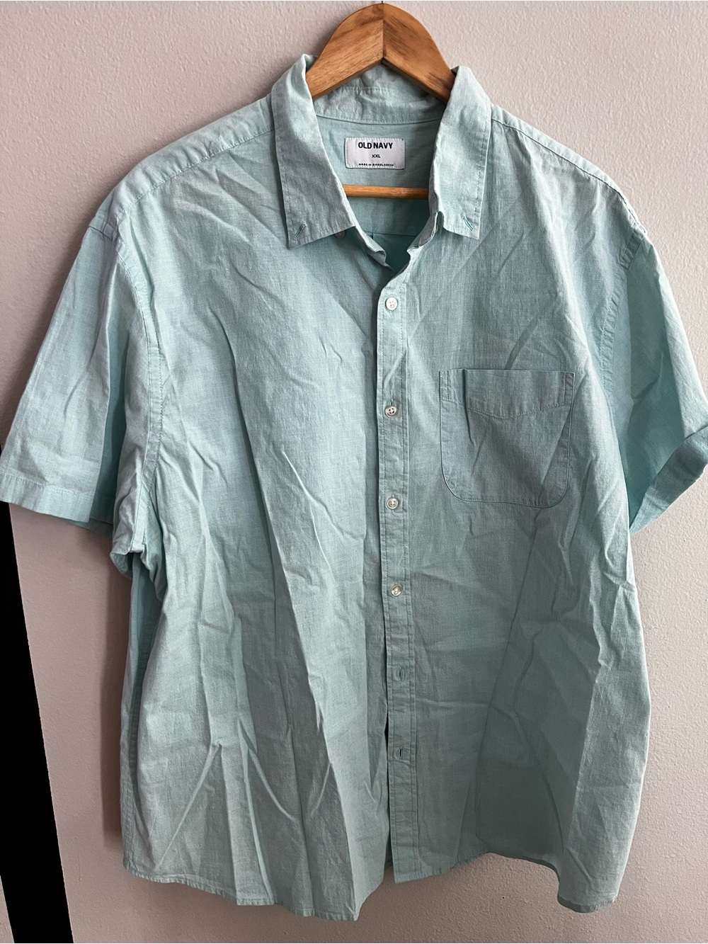 Old Navy Men's Mint Green Short-Sleeve Button-Down Shirt